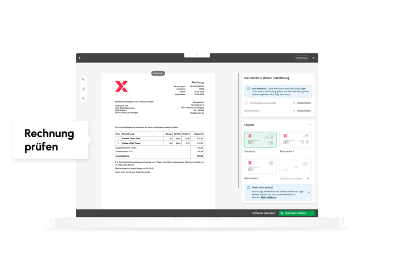 Screen von Lexware Office: &Uuml;bersichtliche Rechnungsvorschau