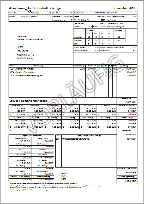 Schriftzug Vorläufig auf Lohnzettel in Lexware lohn+gehalt ...