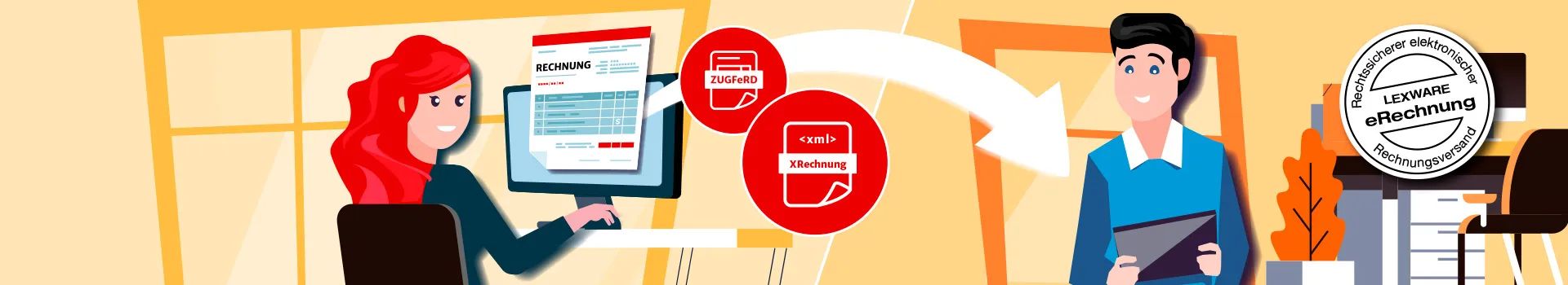 Zwei Personen, die Lexware eRechnung nutzen