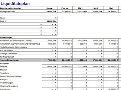 Lexware Liquiditätsplan