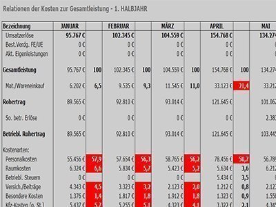 BWA-Analyse: Kosten im Gesamtüberblick Kosten im Gesamtüberblick
