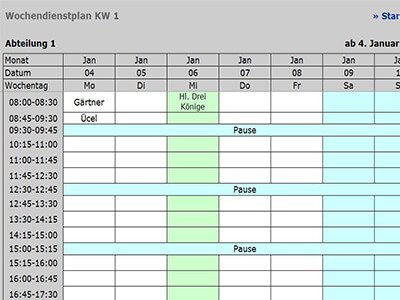 Dienstplaner - Wochenplanung pro Team Dienstplaner - Wochenplanung