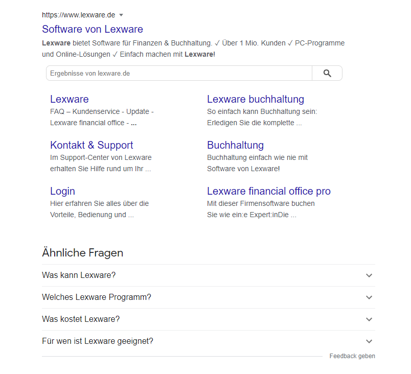 Screenshot SERP für Lexware