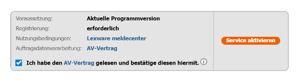 Screenshot Meldecenter Service aktivieren