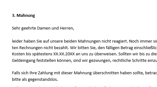 Dokumentausschnitt von 3. Mahnung 