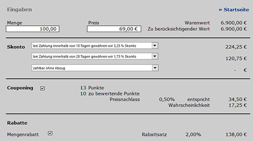 Softwareausschnitt: Rabattrechner Eingabefeld 