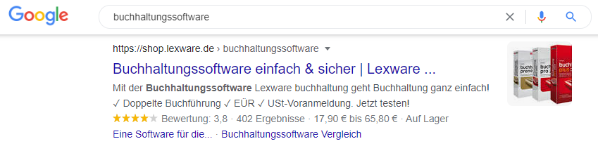 serp-Beispiel Buchhaltungssoftware