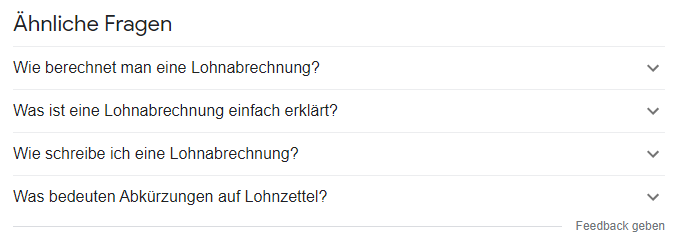 serp-Beispiel "ähnliche Fragen"